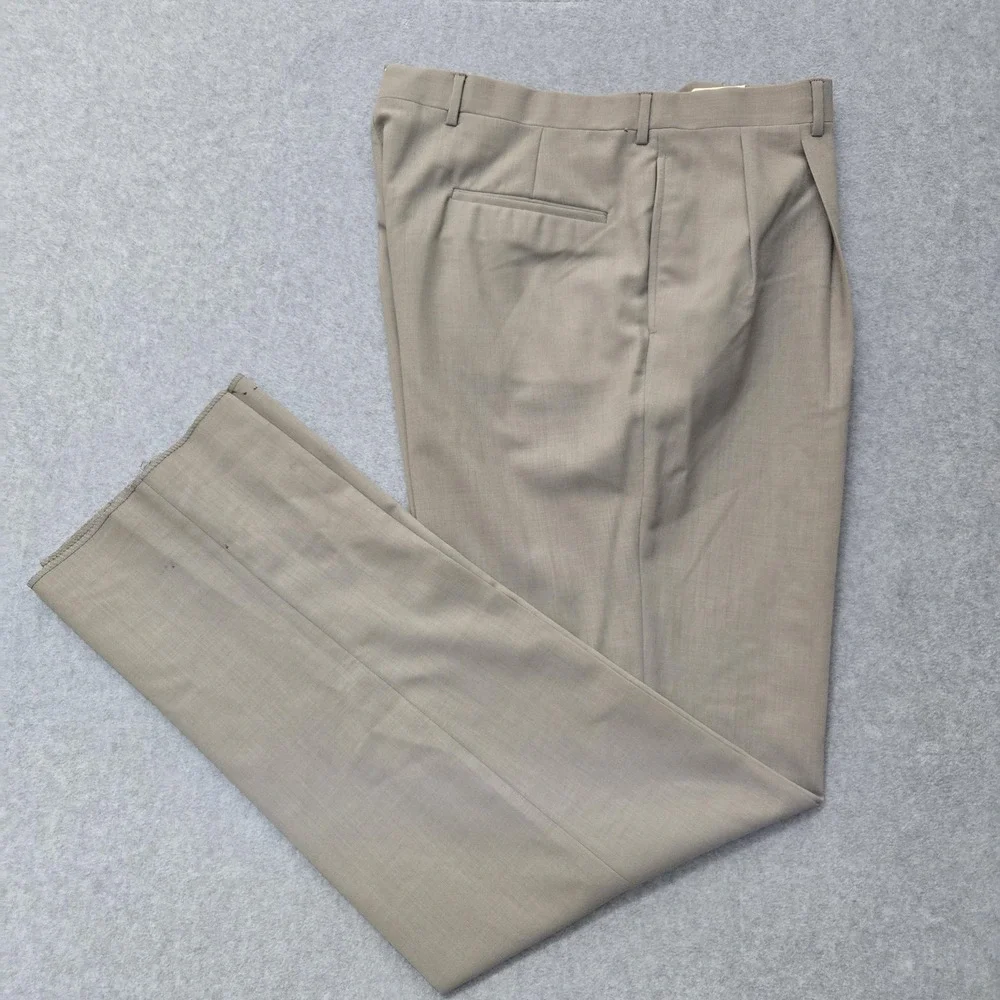Corbin CRX Pants Mens 38 Regular Wool Pleated Dress Slacks Unfinished‎ Hem New
